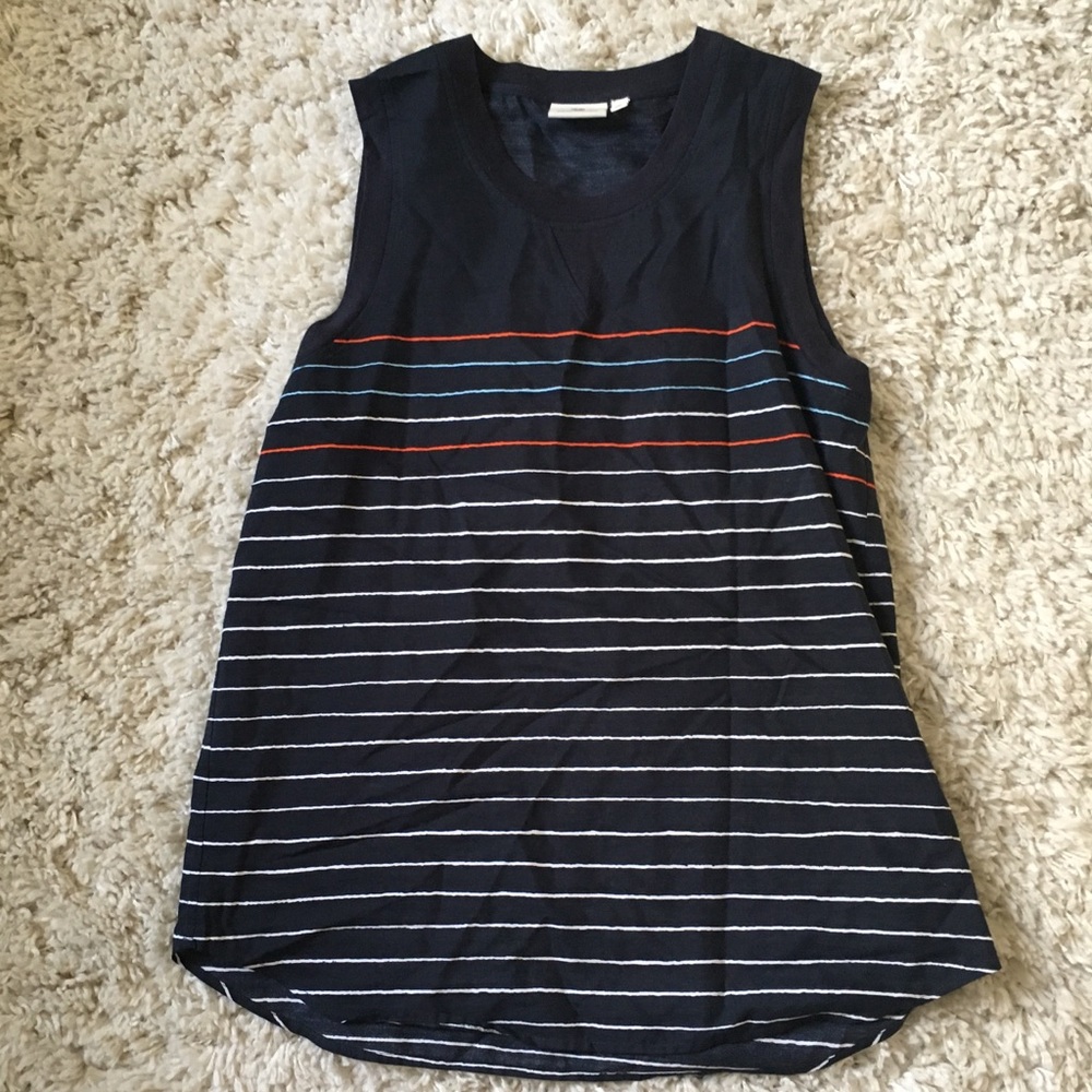 AG striped cotton-silk tank, medium